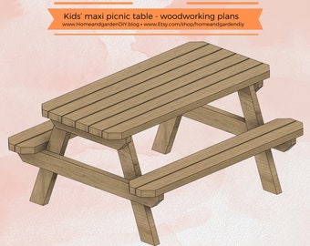 Kids' Maxi Picnic Table Woodworking Plans - Perfect for Playful Outdoor Gatherings! (Digital download)