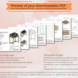 Preview of PDF pages contained in the downloadable woodworking instructions