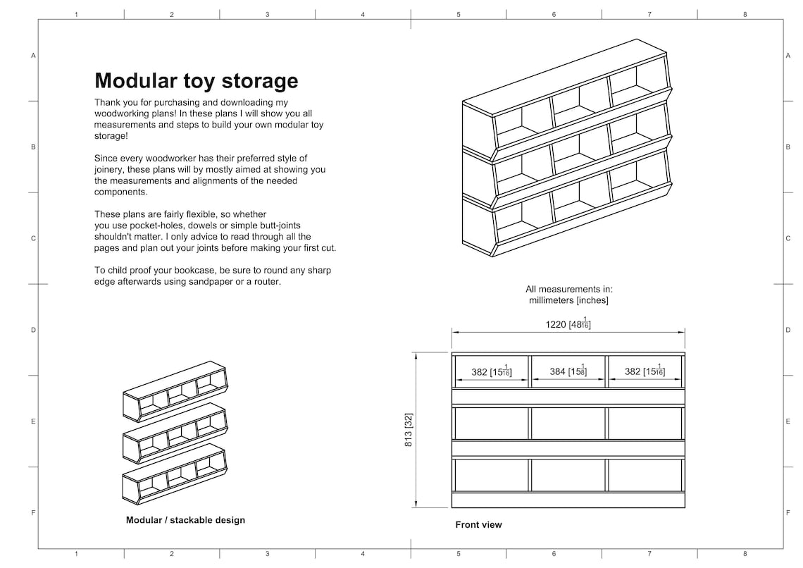 Toy Storage Bins / Stacked Montessori Toy Boxes Woodworking Etsy