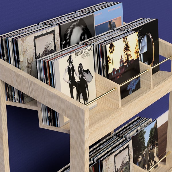 Vinyl Record Storage Display Unit - DIY Digital Download Plans for Modern 6-Bin Top & 3-Bin Bottom Record Holder - Woodworking plans Plywood