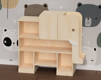 Elephant bookcase (Simplified version) / Montessori cabinet bookshelf / downloadable PDF woodworking plans