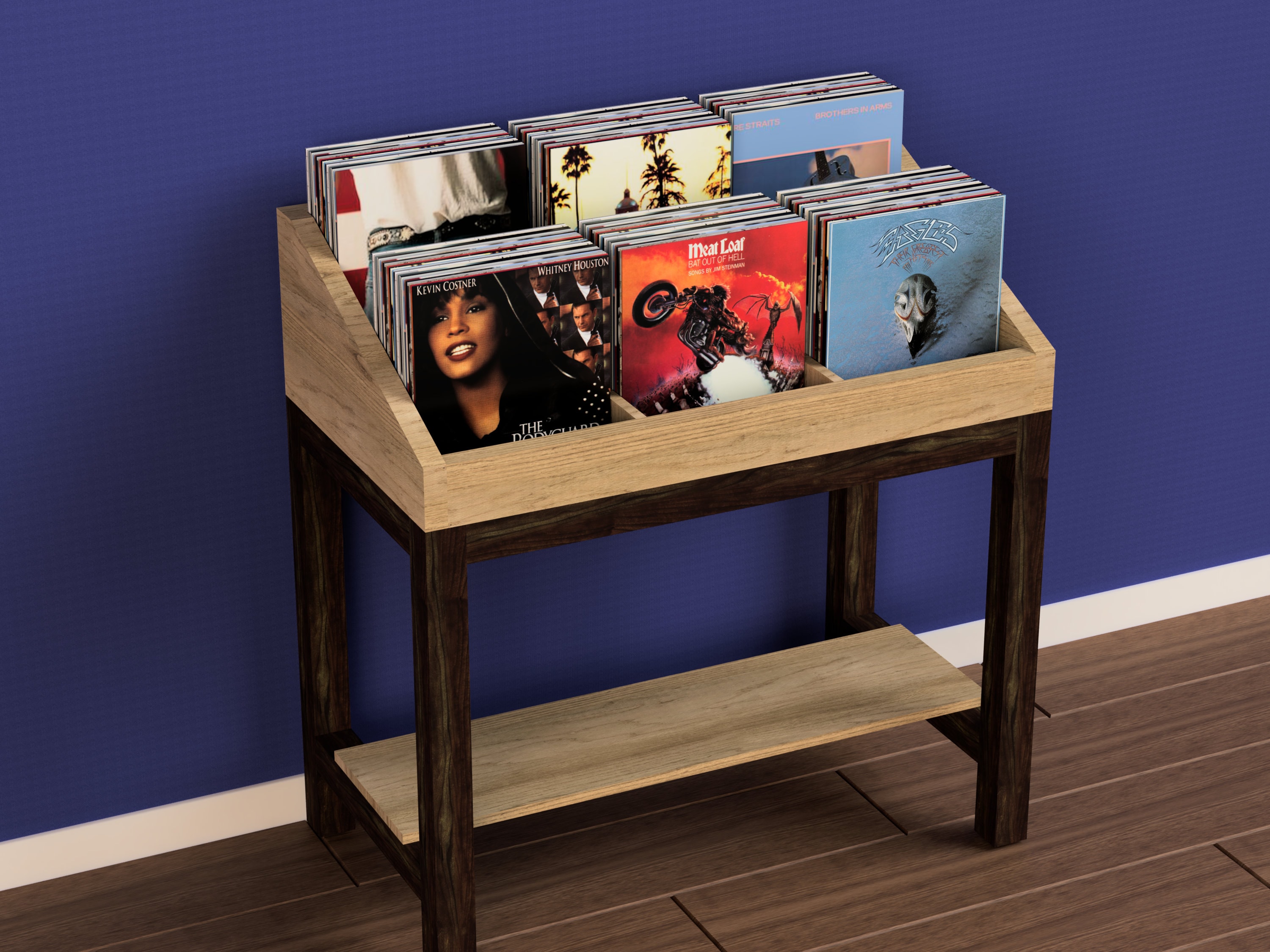 Vinyl Record Storage Display Unit - DIY Digital Download Plans for Modern 6-Bin Top Record Holder - Woodworking plans Plywood & lumber