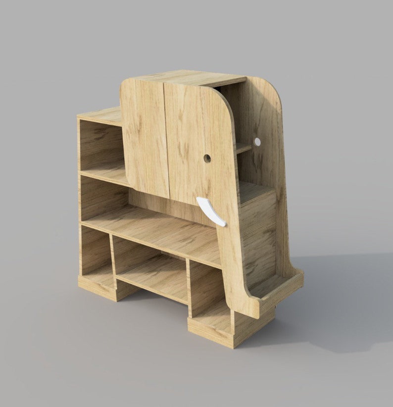Elephant bookcase / Montessori cabinet bookshelf / downloadable PDF woodworking plans image 3
