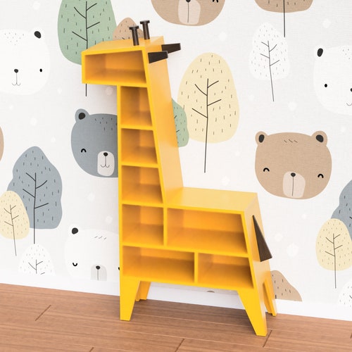 Giraffen-Bücherregal / Montessori-Schrank-Bücherregal / druckbare PDF-Holzbearbeitungspläne