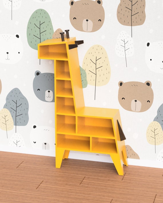 Giraffe Bookcase Montessori Cabinet Bookshelf Printable PDF