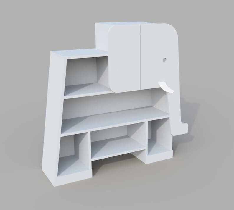 Elephant bookcase / Montessori cabinet bookshelf / downloadable PDF woodworking plans image 5