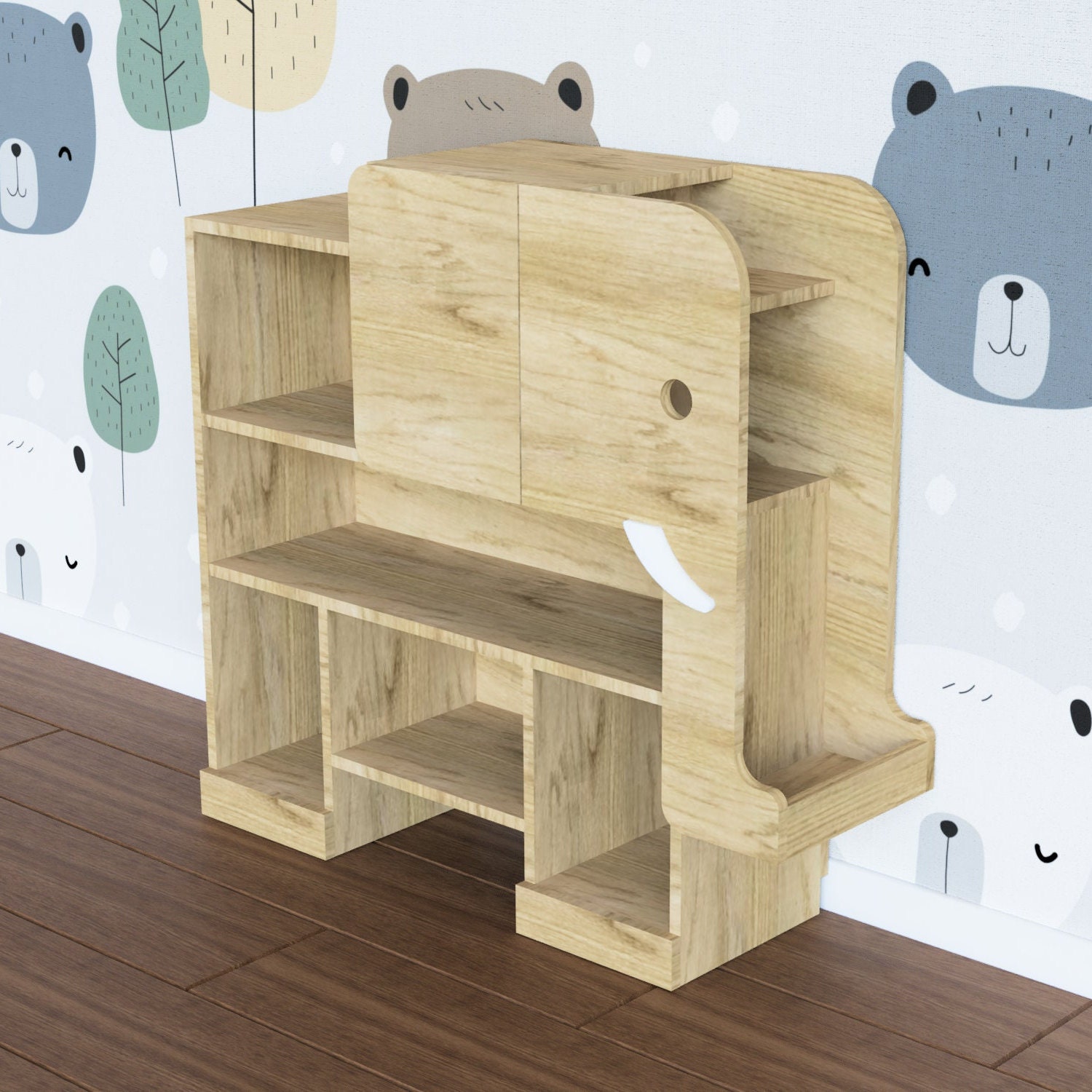 Elephant Bookcase simplified Version Montessori Cabinet Bookshelf Downloadable PDF Woodworking Plans Etsy UK