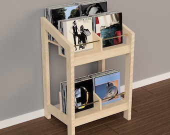 Vinyl Record Storage Display Unit - DIY Digital Download Plans for Modern 4-Bin Top & 2-Bin Bottom Record Holder - Woodworking plans Plywood