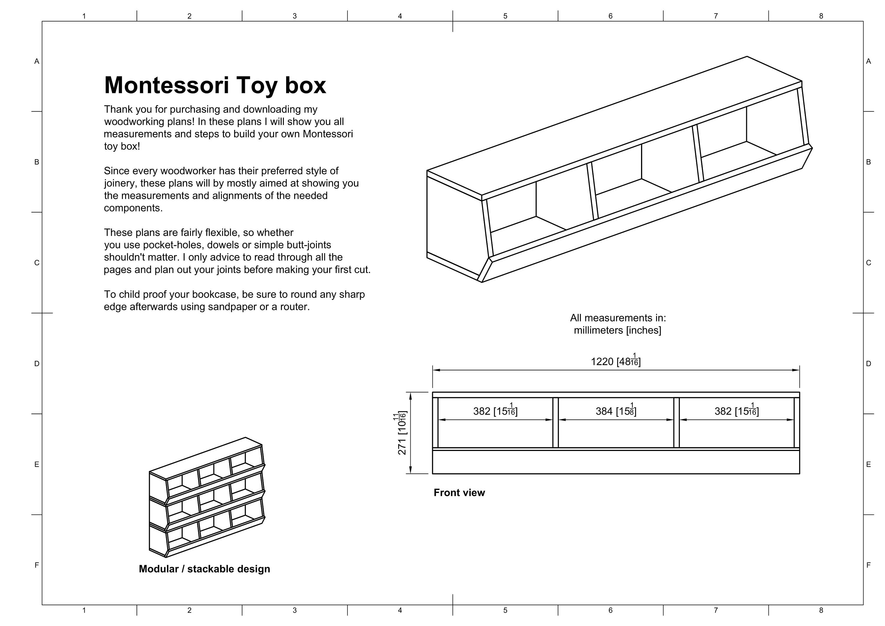 Toy Storage Bin / Montessori Toy Box Woodworking Plans Etsy