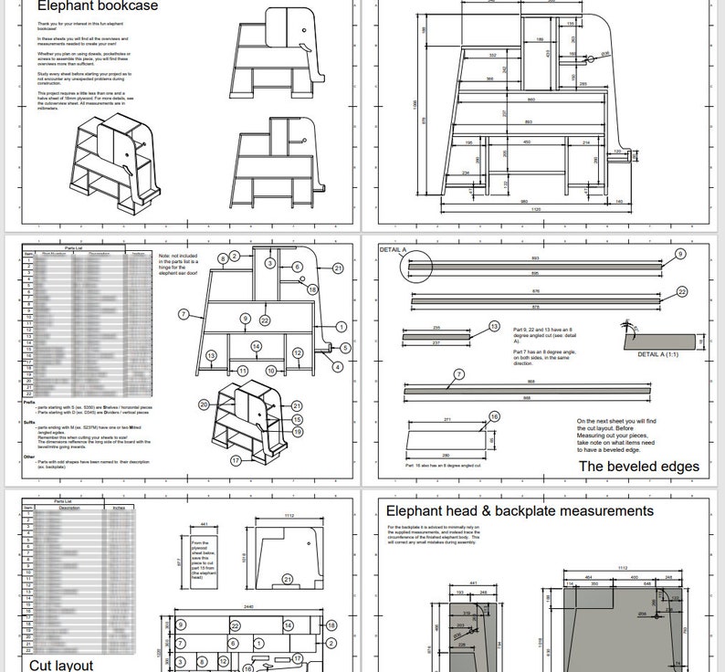 Elephant bookcase / Montessori cabinet bookshelf / downloadable PDF woodworking plans image 4