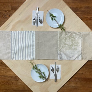 Patchwork Table Runner - Lining on Backside,  Handmade from Recycled Fabrics