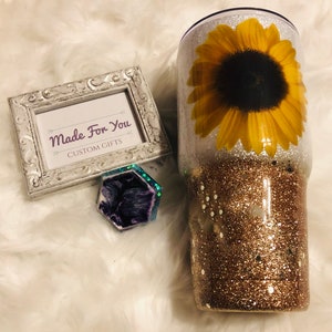 Sunflower Gold Glitter Tumbler