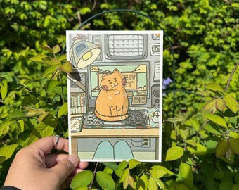 Their Keyboard 5&quot;x7&quot; Cat Art Print