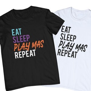 Eat Sleep Play Mas Repeat Unisex T-Shirt | Caribbean Carnival Shirts | Fete Shirts | West Indian Apparel | Caribbean Carnival