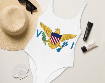 U.S. Virgin Islands One-Piece  White Swimsuit | Caribbean | West Indian Swimsuits | U.S. Virgin Islands Apparel