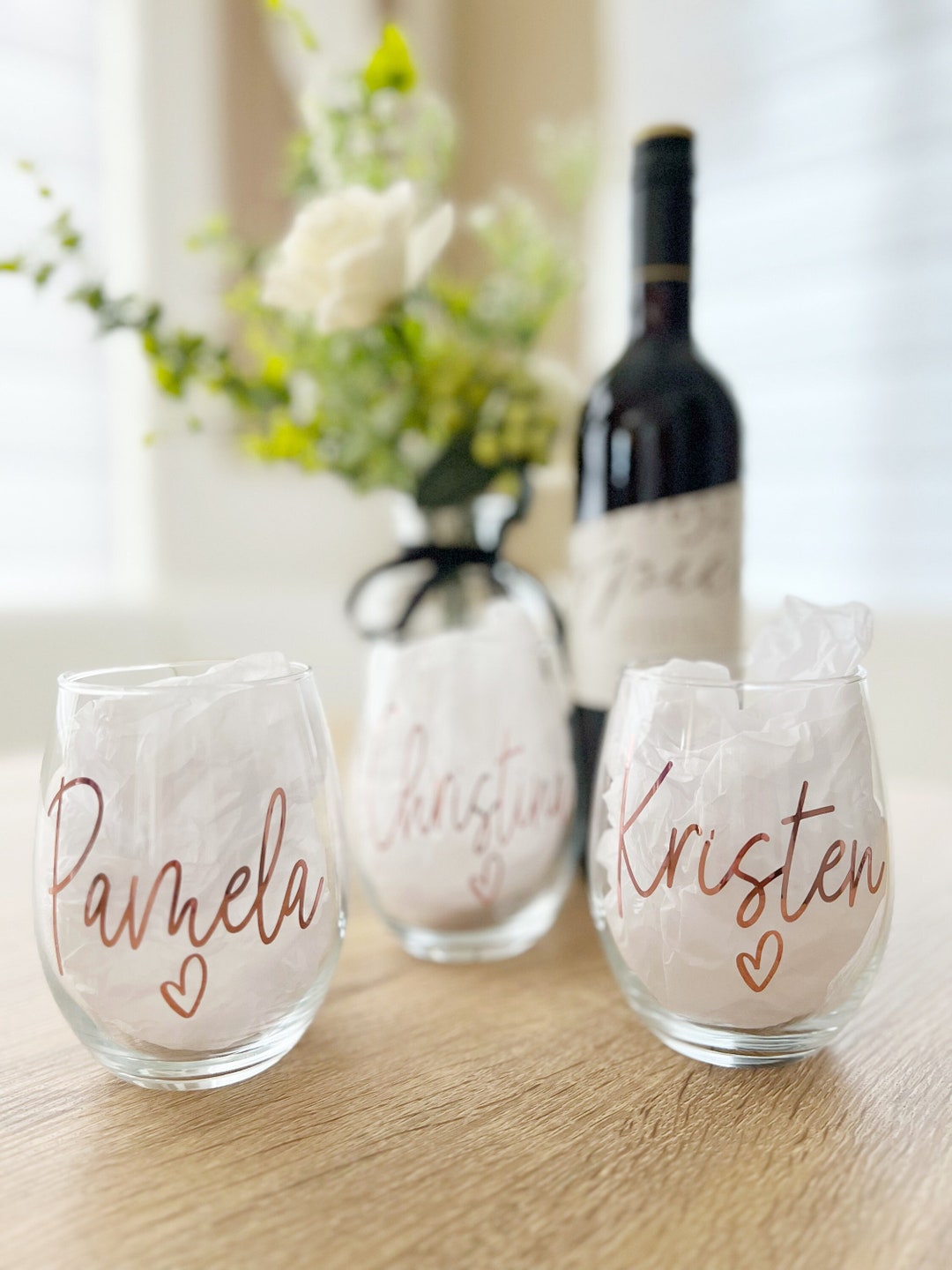 Rose Gold Wine Glasses Personalized Wine Glasses Custom Etsy