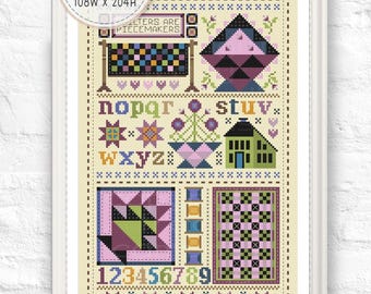 Quilters are Piecemakers Cross Stitch Pattern: Amish Quilt PDF