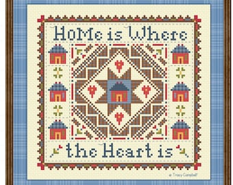 Home is Where the Heart is Country Shaker Cross Stitch Pattern PDF
