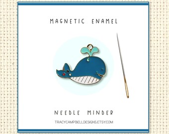 Whale Magnet, Enamel Needle Minder, Magnetic Needle Minder, Cross Stitch Needle Holder, Embroidery Needle Magnet, Nanny Enamel Needle Minder