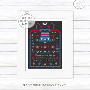 Patriotic Cross Stitch Pattern, Cross Stitch Pattern Americana, USA Stitches, Christian Cross Stitch, Liberty Pattern, Beginner Stitching