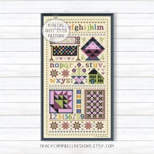 Cross Stitch Shaker Sampler, Patchwork Quilt Cross-stitch, Amish Cross Stitch, Counted Cross Stitch Charts, Country Cross Stitch Pattern PDF