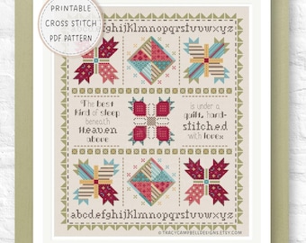 Heirloom Counted Cross Stitch for Quilters, Primitive Quilt Sampler PDF