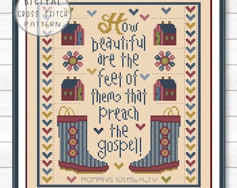 Bible Counted Cross-stitch PDF, Christian Primitive Crossstitch, Typography Cross Stitching
