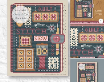 Quilt Stitch Sew Shop Cross-Stitching, Primitive Needlework PDF Pattern