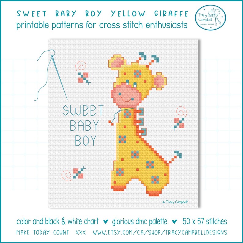 Baby Giraffe Counted Cross Stitch Pattern Yellow Giraffe Etsy