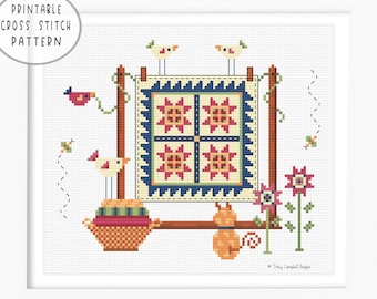 Outdoor Garden Laundry Party Cross Stitch Pattern: Quilter PDF