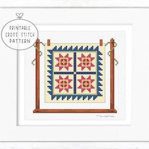 Patrón de punto de cruz para colcha de estrella dentada: Punto de cruz rústico para principiantes (PDF)