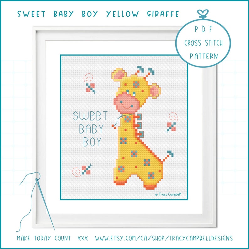 Baby Giraffe Counted Cross Stitch Pattern Yellow Giraffe Etsy