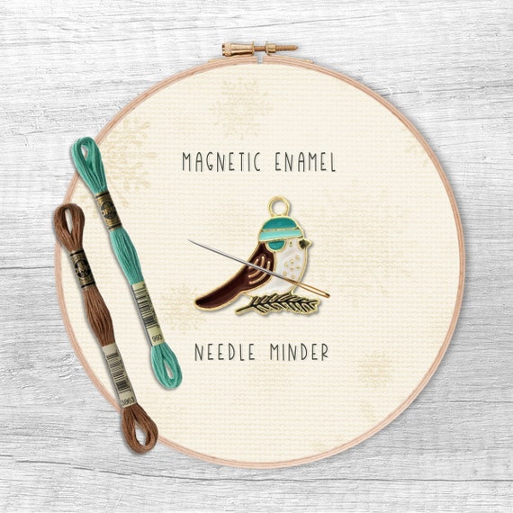 Bird Needle Minder, Magnetic Needle Keeper, Cross Stitch Needle Holder,  Embroidery Needle Magnet, Needle Nanny, Nanny Enamel Needle Minder 