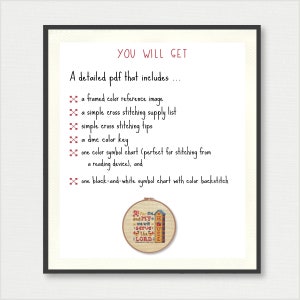 As for Me and My House Counted Cross Stitch Pattern, Typography Bible Cross-Stitch, Cross Stitch Chicken Rooster, Scripture Cross Stitch image 6