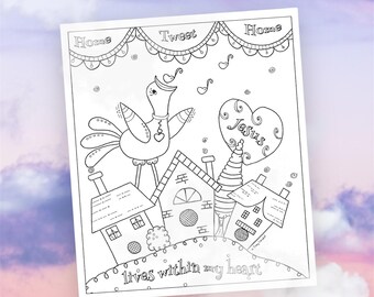 Jesus Lives within My Heart Coloring Page: Bible Verse Art (PDF)