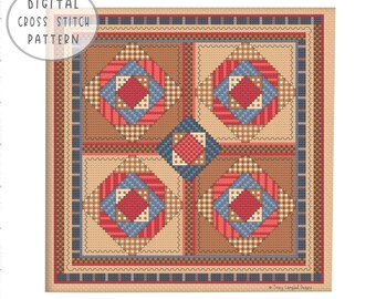 Four-Patch Counted Cross-Stitch, Cross Stitch for Quilters, Primitive Shaker Cross Stitching PDF