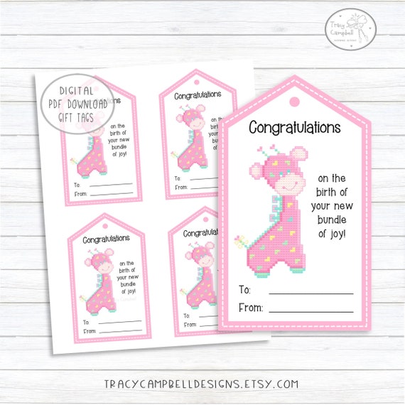 Congratulations New Baby Gift Tags Bundle of Joy Printable | Etsy
