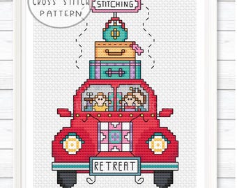 Stitching Retreat Counted Crossstitch, Red VW Automobile Beetle Volkswagen PDF