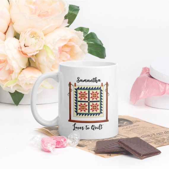 Love to Quilt, Cross Stitch Mug, Quilting Gifts for the Quilter,  Personalized Quilting Gifts, Cross Stitch Coffee, Stitchers Gifts