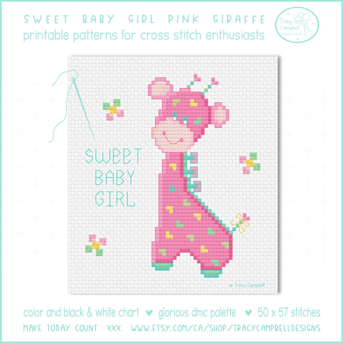 Baby Giraffe Counted Cross Stitch Pattern Pink Giraffe Etsy Canada