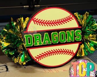 Team Spirit Softball Cheer Stick - Handmade Sports Fan Noise Maker