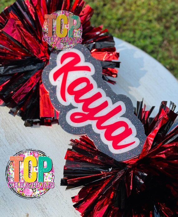 Thenshop Cheerleader Pompons – 4er Pack, Blau-weiß, Aus Metallic-Folie, Mit Ringgriff