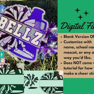 Cheer Stick Design File: Pom Pom & Megaphone SVG DXF AI