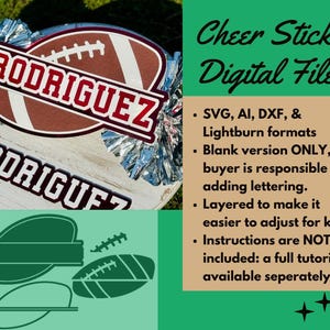 Palo de animadora de fútbol americano dividido en blanco (svg, dxf, ai) - Archivo digital por capas