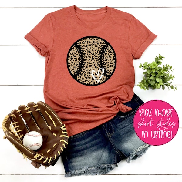 Baseball Leopard Graphic Shirt -Baseball Shirt - Softball Shirt - Softball Leopard Shirt