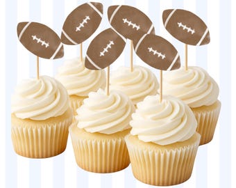 Football Cupcake Toppers, Printable Party Decorations, Kids Birthday Party Decor, Instant Download