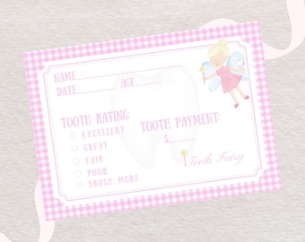 Tooth Fairy Receipt / tooth fairy receipt | tooth fairy treasure | tooth fairy card | watercolor tooth fairy | digital