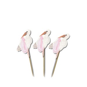 Stork cupcake Toppers / baby shower toppers / watercolor baby girl shower / stork theme / stork cake toppers / gender reveal / baby shower