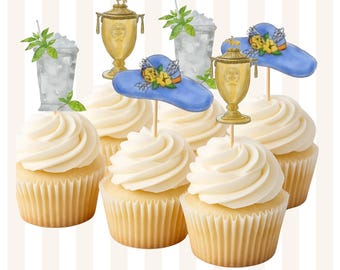 Kentucky Derby Horse Race Cupcake Toppers | KY Derby | Kentucky | Horse theme toppers | mint julep | horse race | horse theme party | polo