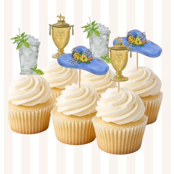 Kentucky Derby Horse Race Cupcake Toppers | KY Derby | Kentucky | Horse theme toppers | mint julep | horse race | horse theme party | polo